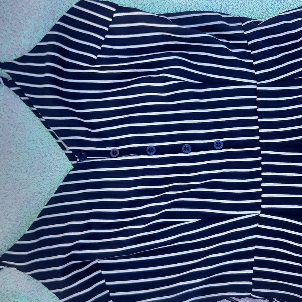 Romper Navy and White Striped , Sweet Wanderer Small! SUPER ADORABLE! - Picture 2 of 3